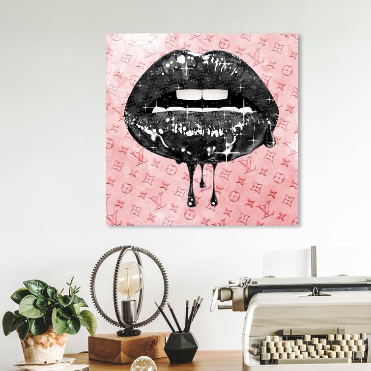 Fashion And Glam Noir And Blush Lips, Pink On Canvas by Oliver Gal Print